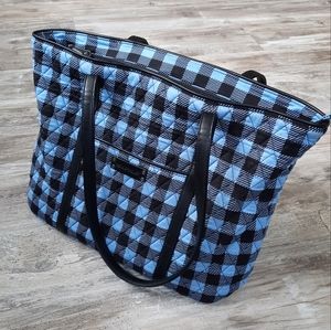 Vera Bradley, Blue Alpine Buffalo Plaid, Large Laptop Tote